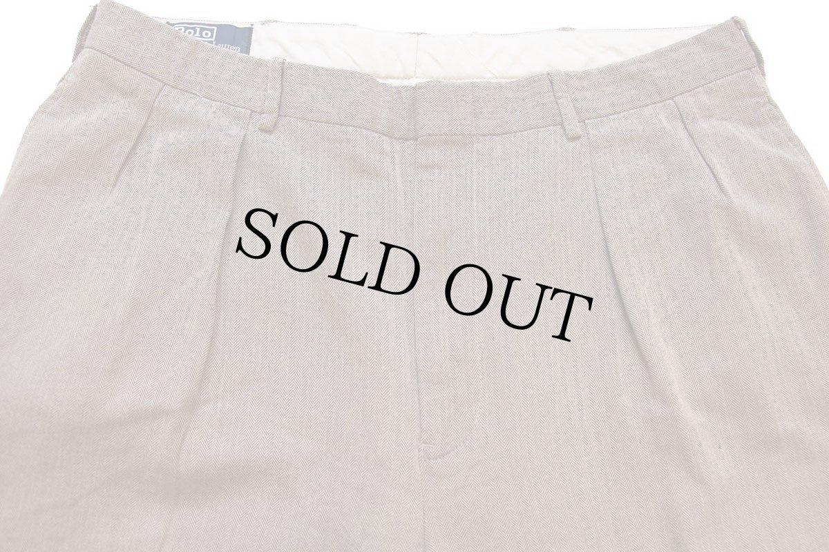画像4: 90s ポロ ラルフローレン ツータック スラックス ヘリンボーン ウール×コットンパンツ w36 L32 (4)