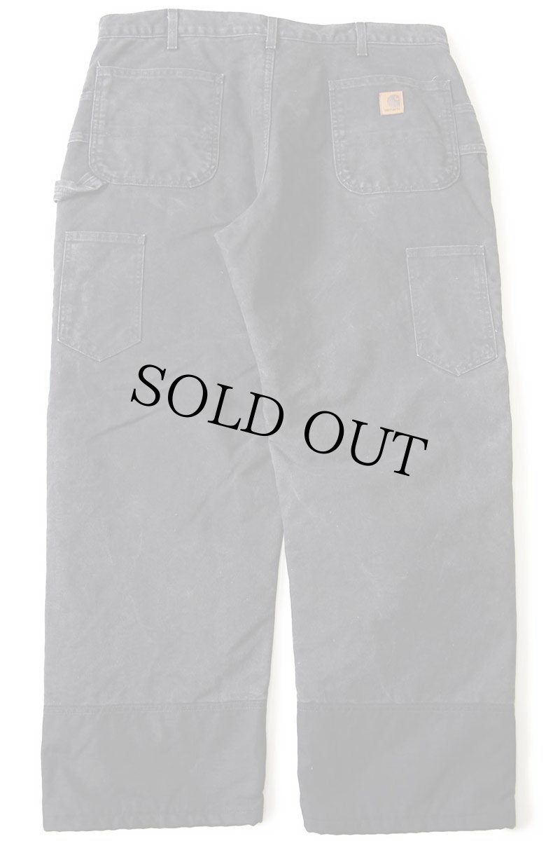 画像3: 00s メキシコ製 carharttカーハート キルティングライナー ダブルニー ダック地 ペインターパンツ 黒 w38 L30 (3)