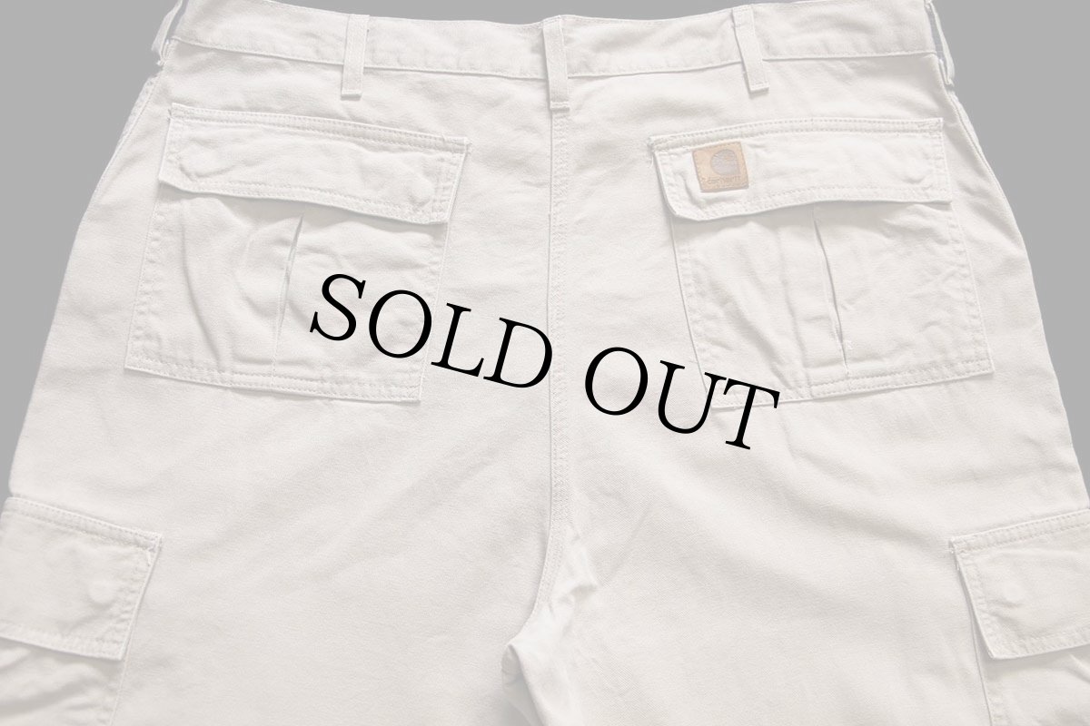 画像5: 00s メキシコ製 carharttカーハート ダック地 カーゴパンツ グレーベージュ w40 L34 (5)