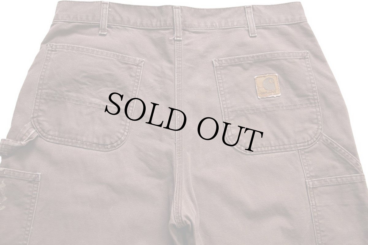 画像5: 00s メキシコ製 carharttカーハート ペンキ飛び ダック地 ペインターパンツ チェスナットブラウン フェード w36 L32 (5)