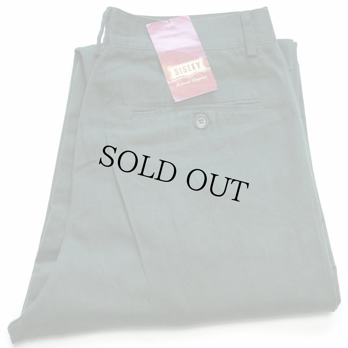 画像1: デッドストック★90s イタリア製 SISLEY ワンタック スラックス コットン×レーヨン パンツ 深緑 32 (1)