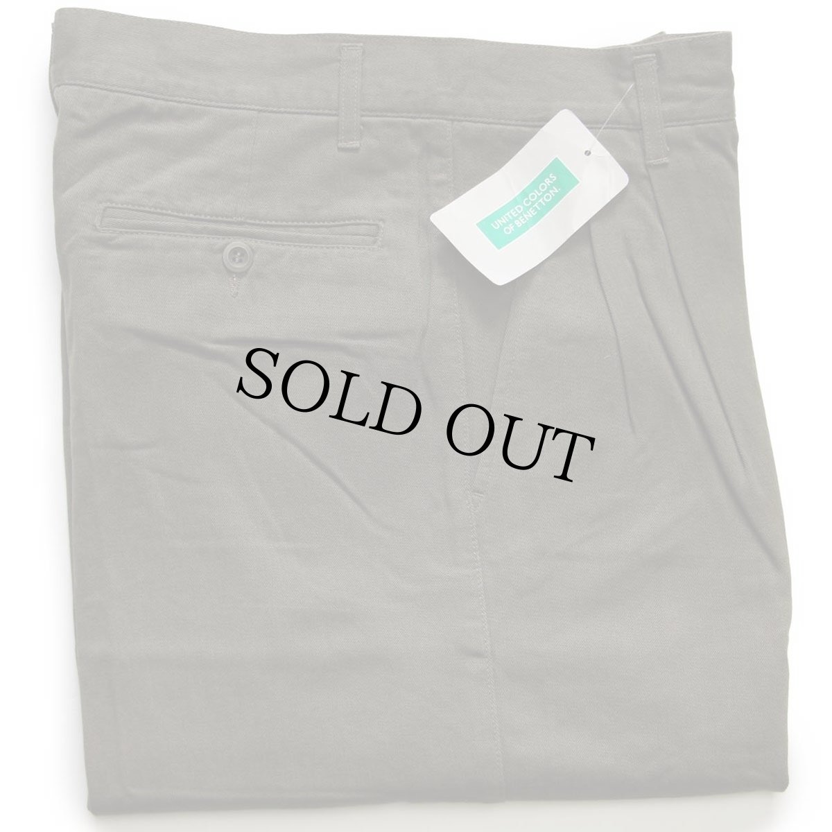 画像1: デッドストック★90s イタリア製 BENETTONベネトン ツータック スラックス コットンツイル パンツ オリーブ 46★A (1)