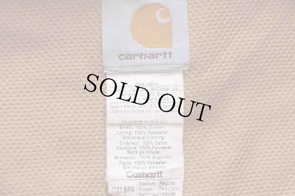 画像4: 00s メキシコ製 carharttカーハート 裏サーマル ダック地 アクティブジャケット パーカー 茶 フェード M★B (4)