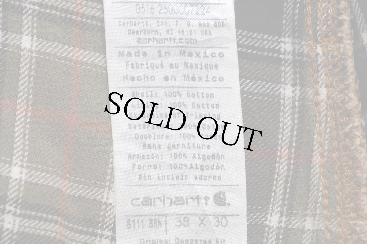 画像6: メキシコ製 carharttカーハート チェック ネルライナー ダック地 ペインターパンツ 茶 w38 L30 (6)