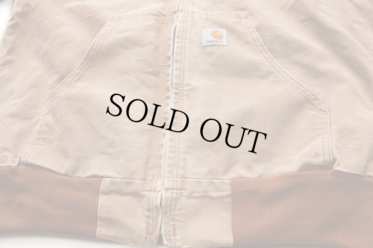 画像6: 00s メキシコ製 carharttカーハート 裏サーマル ダック地 アクティブジャケット パーカー 茶 フェード M★B (6)