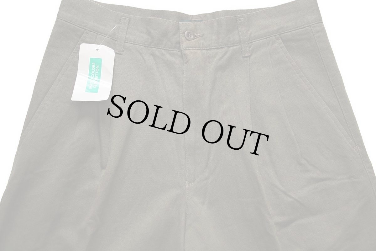 画像4: デッドストック★90s イタリア製 BENETTONベネトン ツータック スラックス コットンツイル パンツ オリーブ 46★B (4)