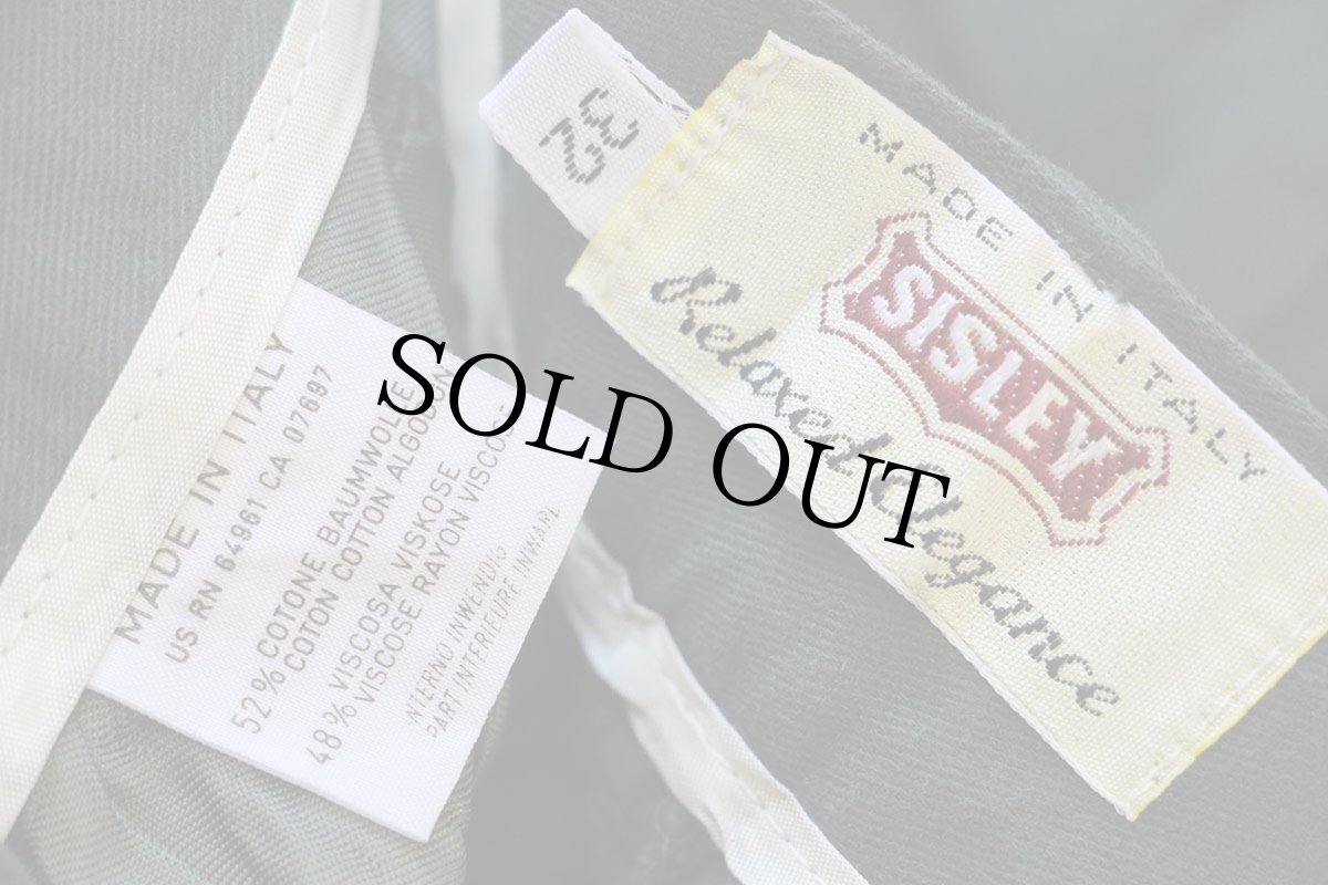 画像6: デッドストック★90s イタリア製 SISLEY ワンタック スラックス コットン×レーヨン パンツ 深緑 32 (6)