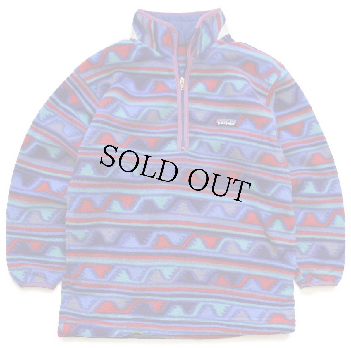 画像1: 00s USA製 patagoniaパタゴニア 総柄 ハーフジップ プルオーバー フリース KIDS M (1)