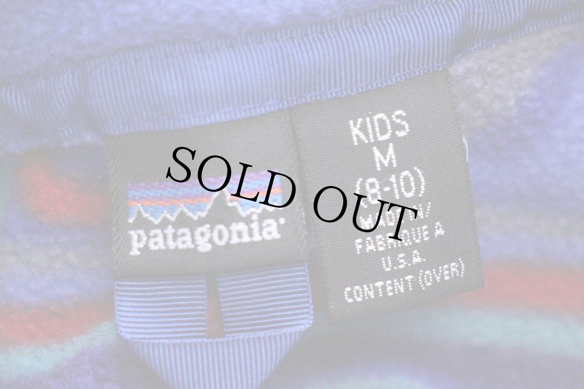 画像4: 00s USA製 patagoniaパタゴニア 総柄 ハーフジップ プルオーバー フリース KIDS M (4)