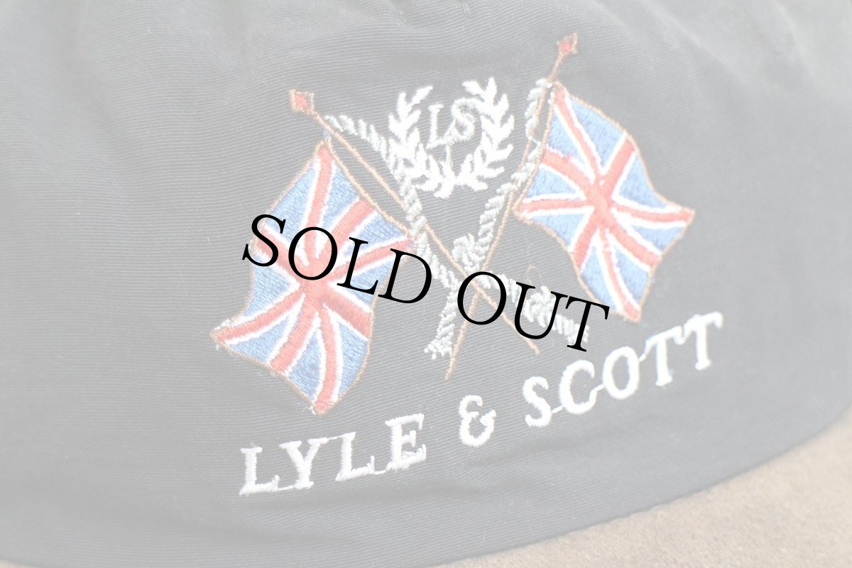 画像7: LYLE&SCOTT ユニオンジャック 刺繍 ツートン 切り替え ボア耳当て付き ナイロン×レザーキャップ 黒×茶 (7)