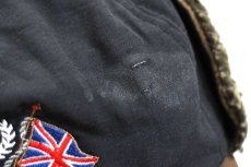 画像10: LYLE&SCOTT ユニオンジャック 刺繍 ツートン 切り替え ボア耳当て付き ナイロン×レザーキャップ 黒×茶 (10)