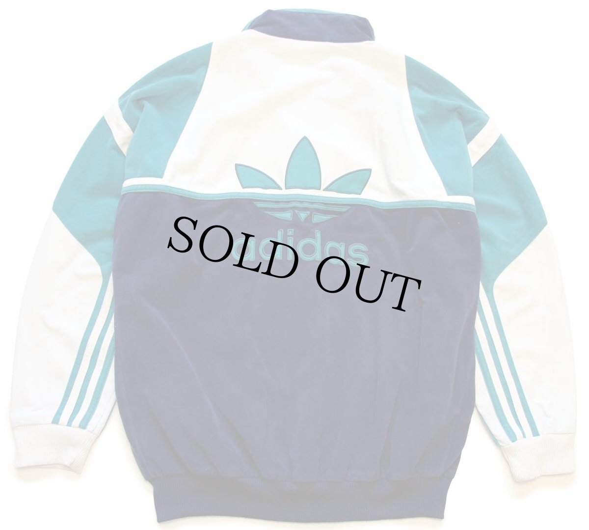 画像2: 90s adidasアディダス トレフォイル マルチカラー 切り替え ハイネック ベロア トラックジャケット M★ジャージ (2)