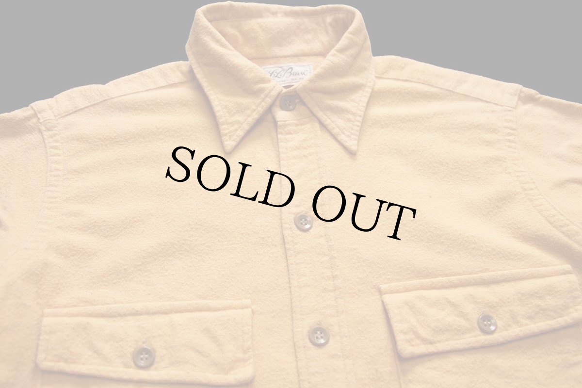 画像3: 70s L.L.Bean 筆記体タグ 無地 コットン シャモアクロスシャツ 薄オレンジ 15 (3)