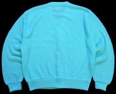画像2: 80s USA製 IZOD LACOSTE ラコステ ワンポイント パール編み アクリルニット カーディガン 水色 M (2)