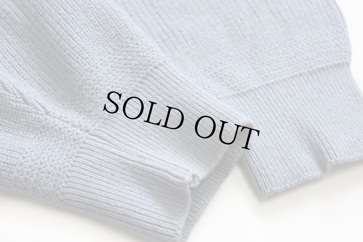 画像6: 80s USA製 LANDS'ENDランズエンド 5ボタン ヘンリーネック コットンニット セーター ブルーグレー L (6)