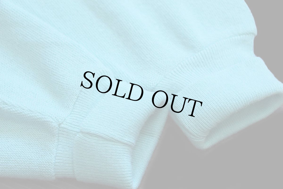 画像6: 80s USA製 IZOD LACOSTE ラコステ ワンポイント パール編み アクリルニット カーディガン 水色 M (6)