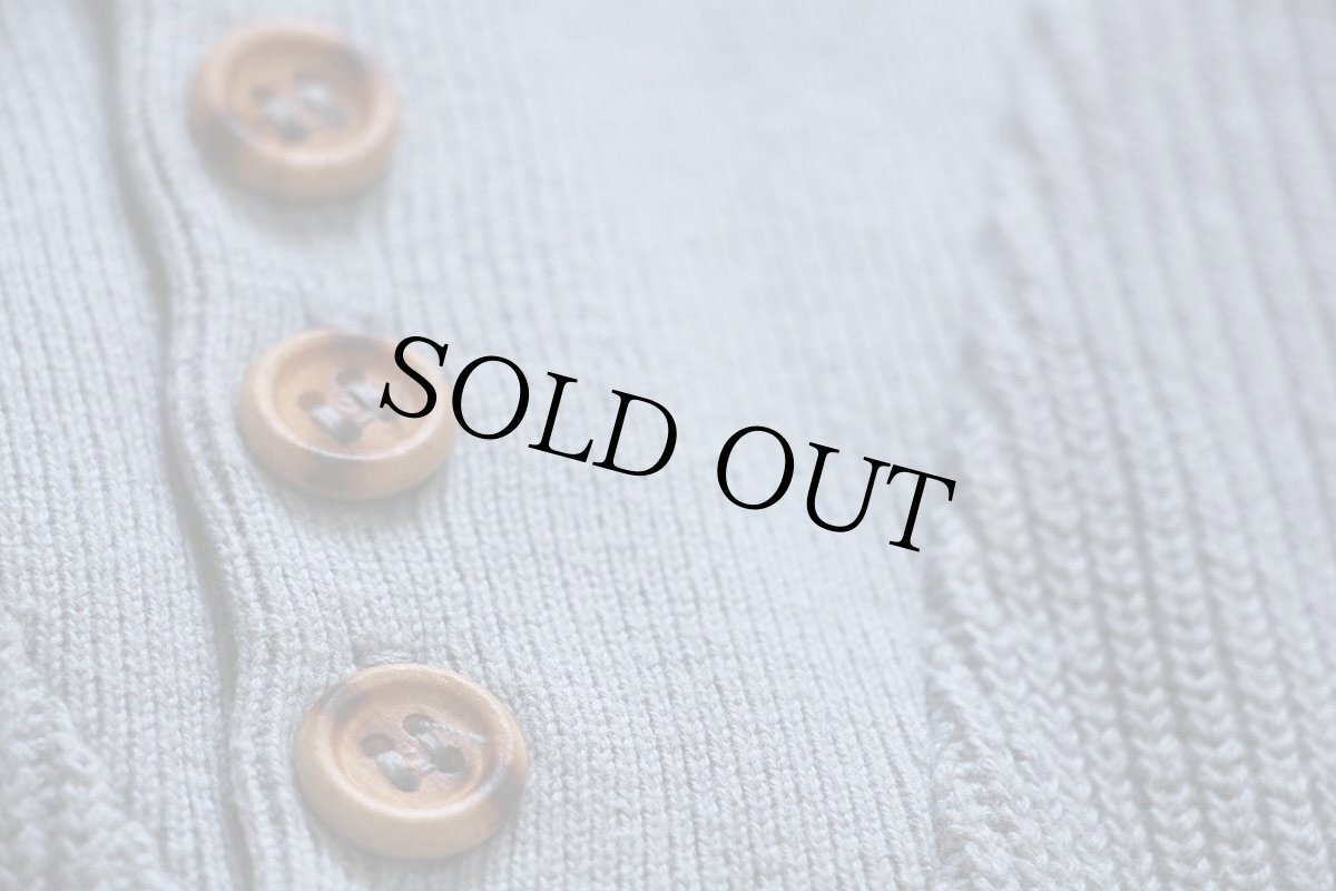 画像5: 80s USA製 LANDS'ENDランズエンド 5ボタン ヘンリーネック コットンニット セーター ブルーグレー L (5)