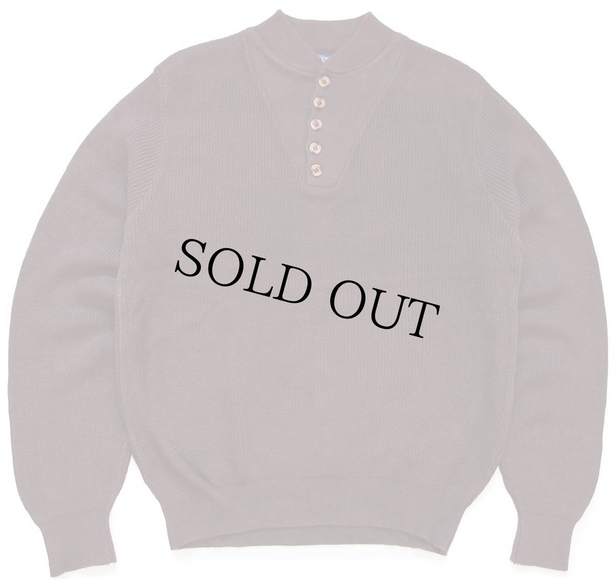 画像1: 80s USA製 LANDS'ENDランズエンド 5ボタン ヘンリーネック コットンニット セーター 焦げ茶 L-T (1)