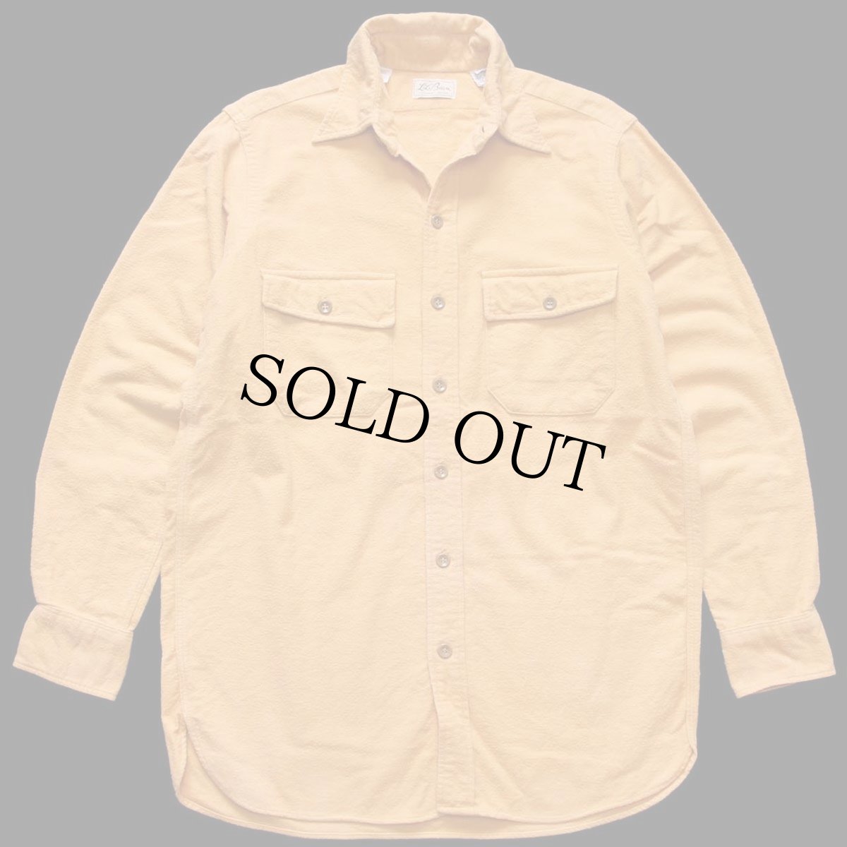 画像1: 70s L.L.Bean 筆記体タグ 無地 コットン シャモアクロスシャツ 薄オレンジ 15 (1)