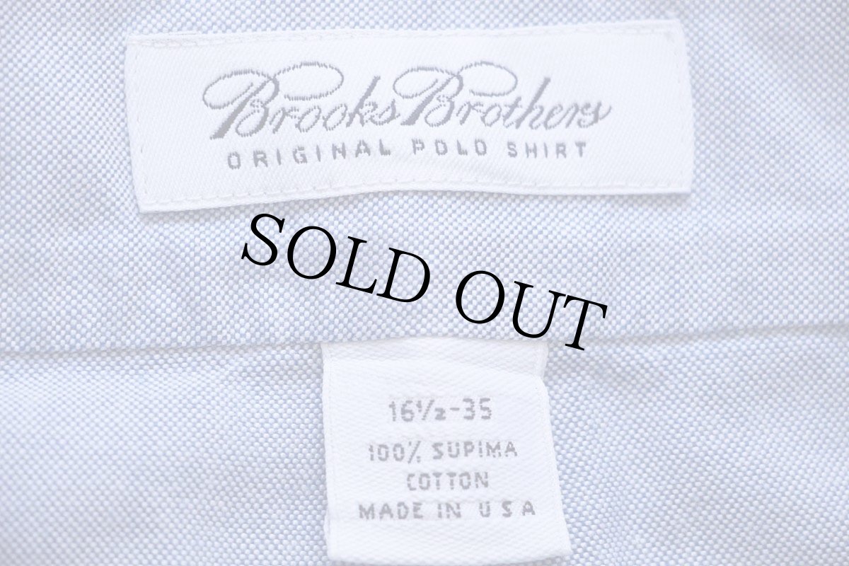 画像4: 00s USA製 Brooks Brothersブルックスブラザーズ 無地 ボタンダウン オックスフォード スーピマ コットンシャツ サックス 16.5 (4)