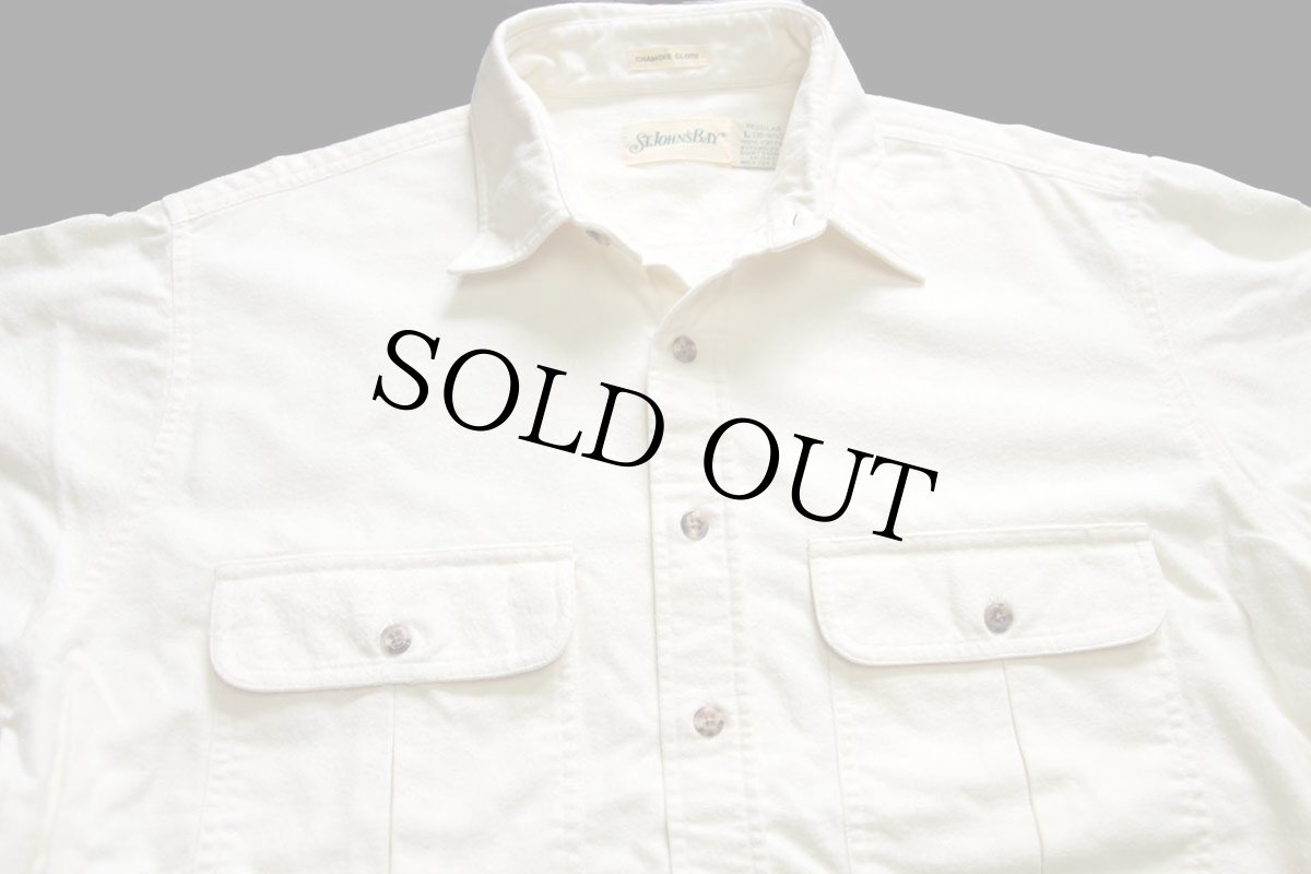 画像3: 90s STJOHN'SBAY CHAMOIS CLOTH 無地 コットン シャモアクロスシャツ アイボリー L (3)