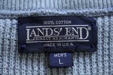 画像4: 80s USA製 LANDS'ENDランズエンド 5ボタン ヘンリーネック コットンニット セーター ブルーグレー L (4)