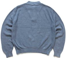 画像2: 80s USA製 LANDS'ENDランズエンド 5ボタン ヘンリーネック コットンニット セーター ブルーグレー L (2)