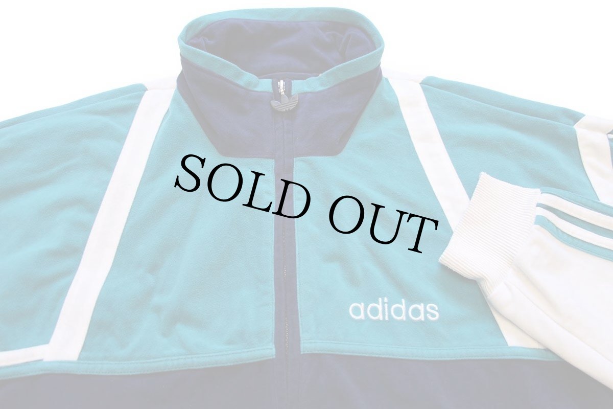 画像3: 90s adidasアディダス トレフォイル マルチカラー 切り替え ハイネック ベロア トラックジャケット M★ジャージ (3)