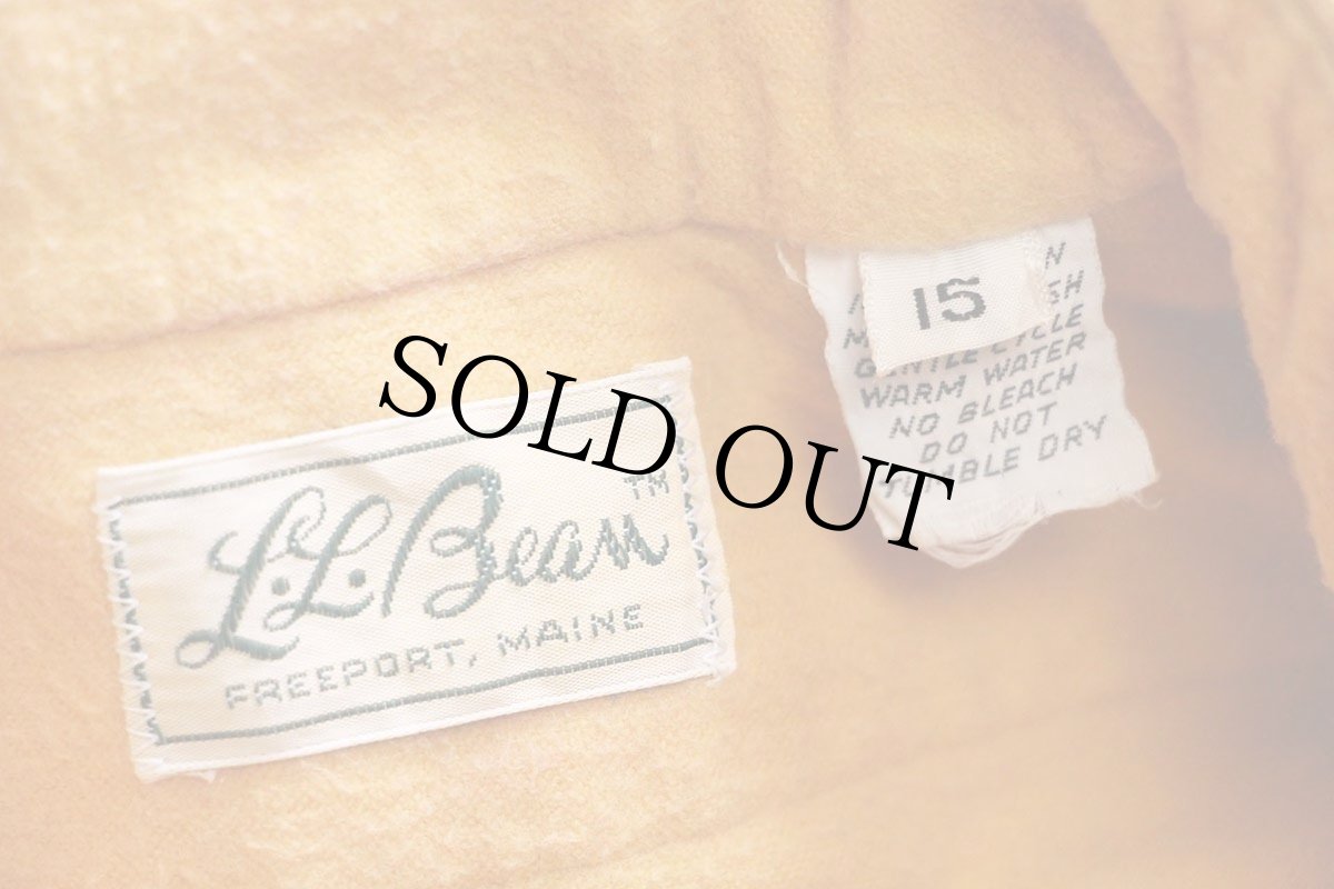 画像4: 70s L.L.Bean 筆記体タグ 無地 コットン シャモアクロスシャツ 薄オレンジ 15 (4)