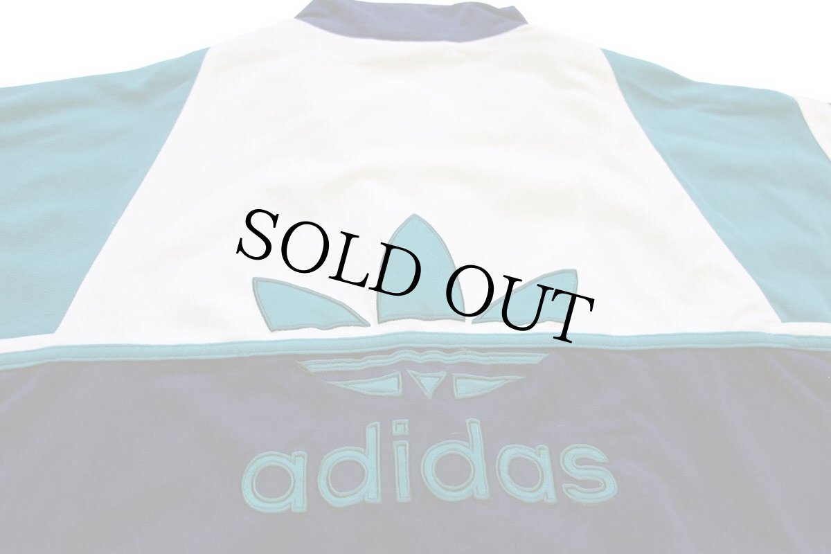 画像4: 90s adidasアディダス トレフォイル マルチカラー 切り替え ハイネック ベロア トラックジャケット M★ジャージ (4)