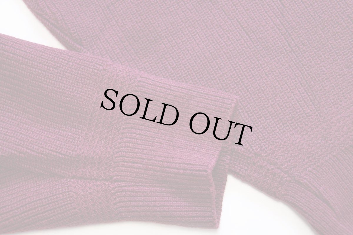 画像6: 90s USA製 LANDS'ENDランズエンド 5ボタン ヘンリーネック コットンニット セーター バーガンディ M (6)