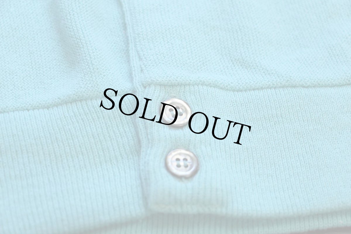 画像5: 80s USA製 IZOD LACOSTE ラコステ ワンポイント パール編み アクリルニット カーディガン 水色 M (5)