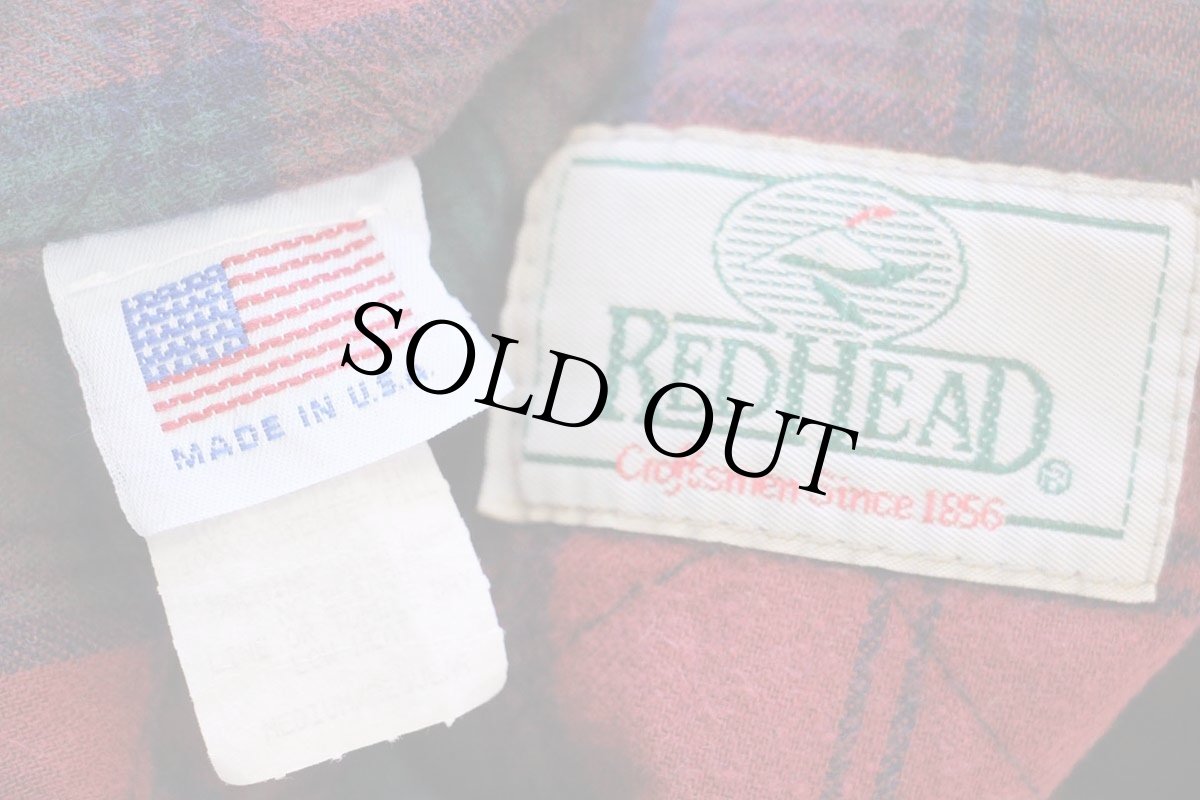 画像4: 80s USA製 RED HEADレッドヘッド タータンチェック キルティングライナー デニムパーカー M-R (4)