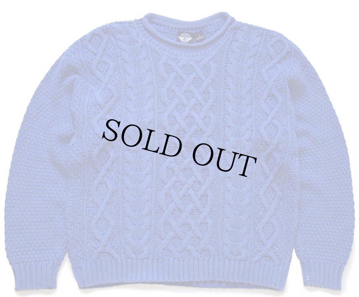 画像1: 90s USA製 DOCKERSドッカーズ ロールネック ケーブル編み コットンニット セーター ブルー M★Levi'sリーバイス (1)