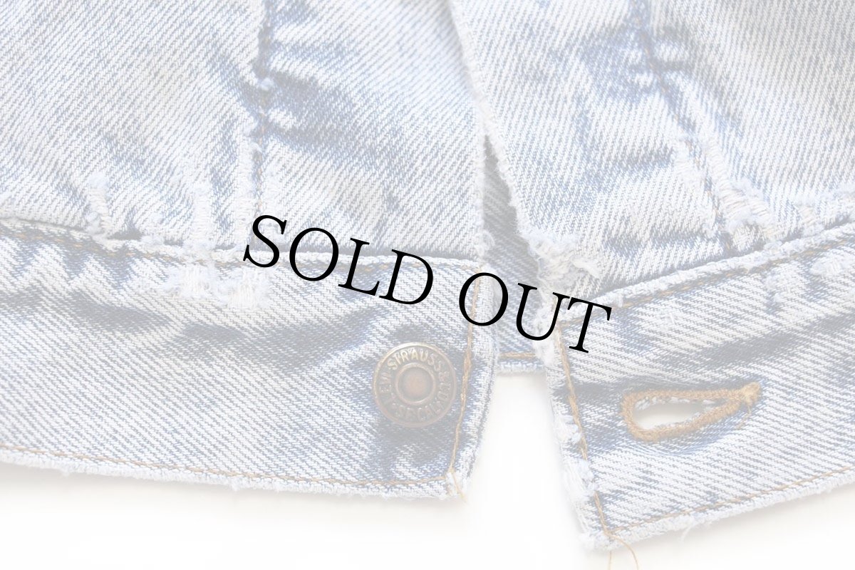 画像7: 80s USA製 Levi'sリーバイス 70417 バッファローチェック ネルライナー ケミカルウォッシュ デニムジャケット 4ポケット L★アシッド (7)