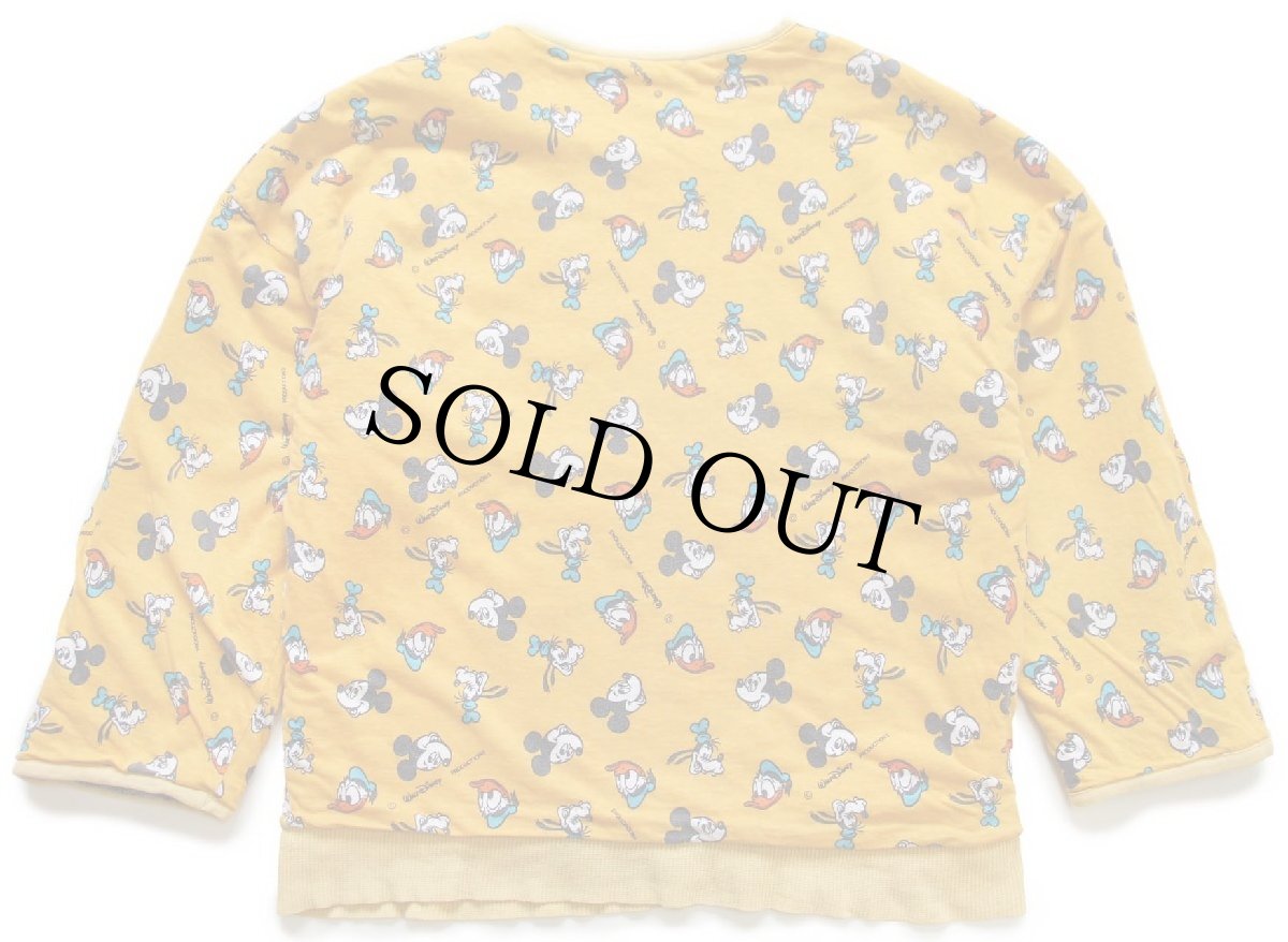 画像7: 80s イタリア製 Disneyディズニー ミッキー マウス 全面 両面 アート×ドナルドダック グーフィー 総柄 リバーシブル スウェット (7)