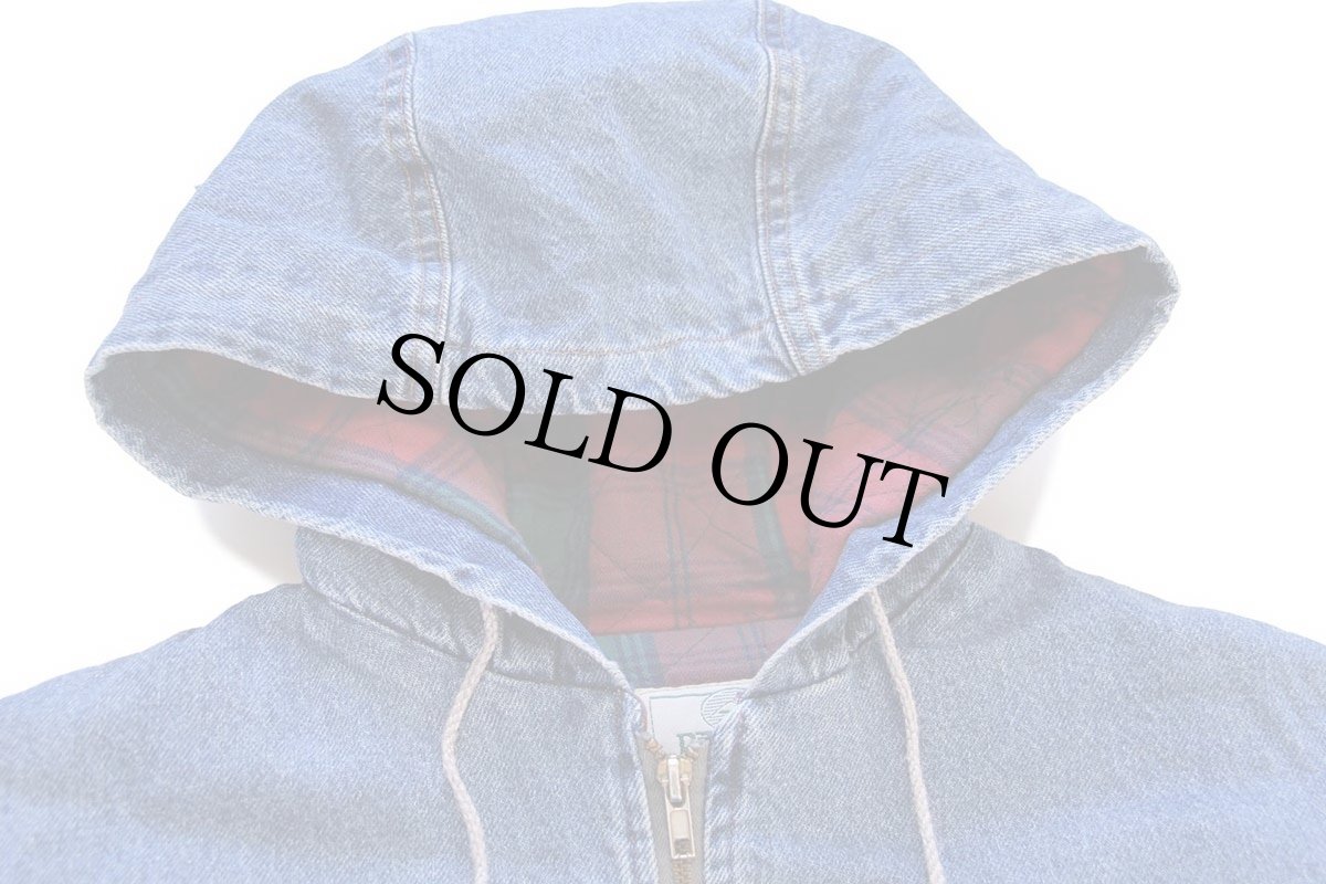 画像3: 80s USA製 RED HEADレッドヘッド タータンチェック キルティングライナー デニムパーカー M-R (3)