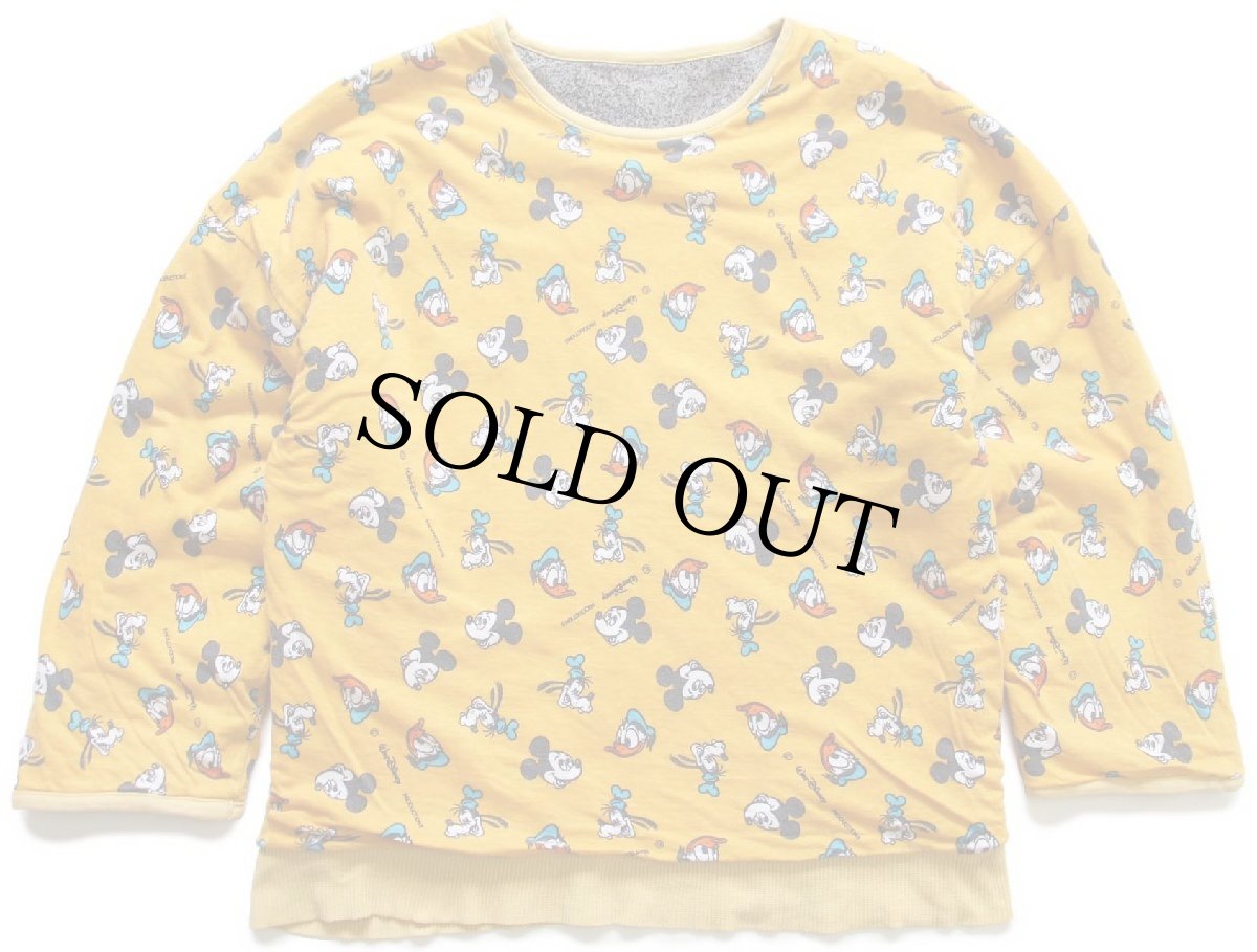 画像6: 80s イタリア製 Disneyディズニー ミッキー マウス 全面 両面 アート×ドナルドダック グーフィー 総柄 リバーシブル スウェット (6)