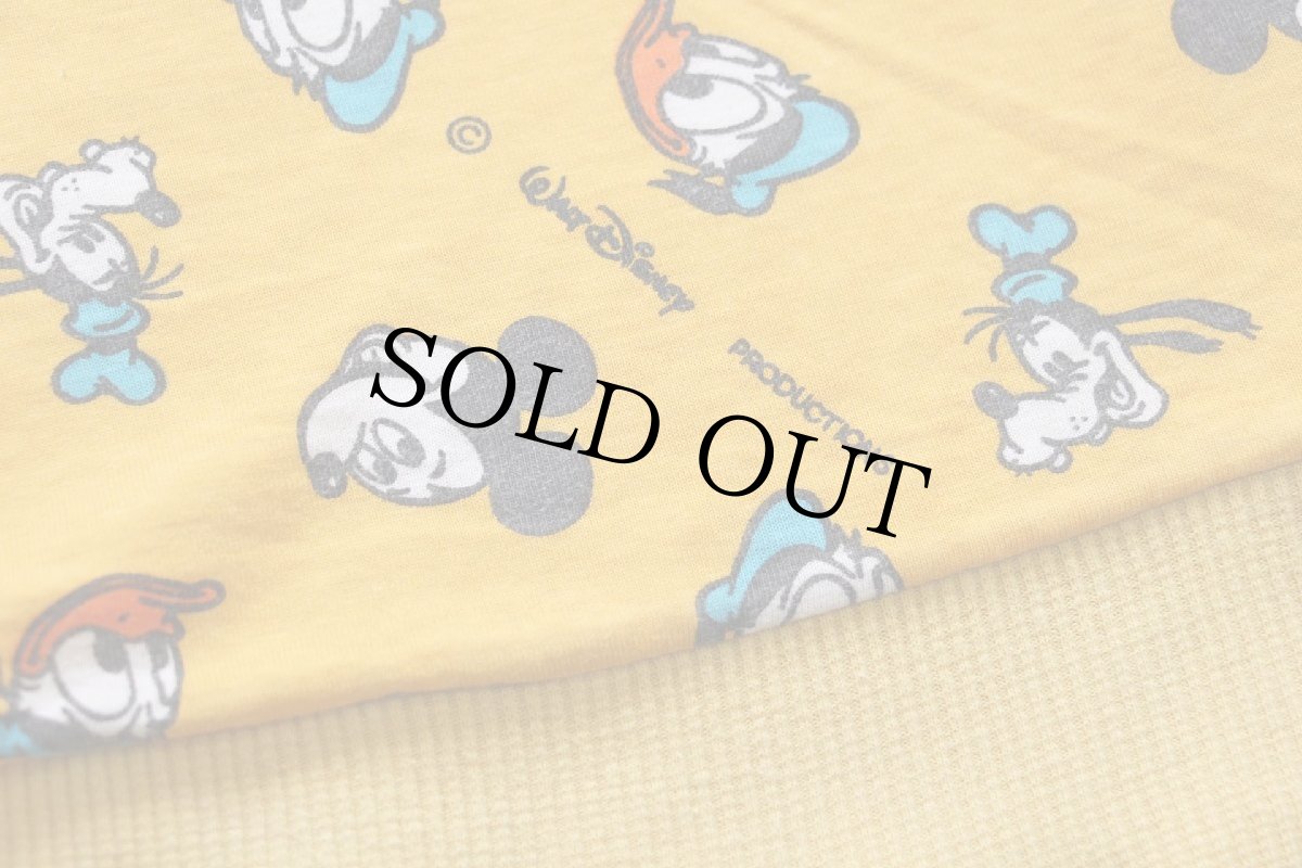 画像9: 80s イタリア製 Disneyディズニー ミッキー マウス 全面 両面 アート×ドナルドダック グーフィー 総柄 リバーシブル スウェット (9)