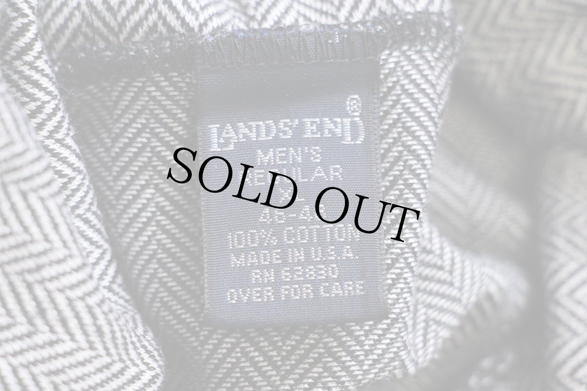 画像5: 90s USA製 LANDS'ENDランズエンド タートルネック ヘリンボーン コットン 長袖Tシャツ XL (5)