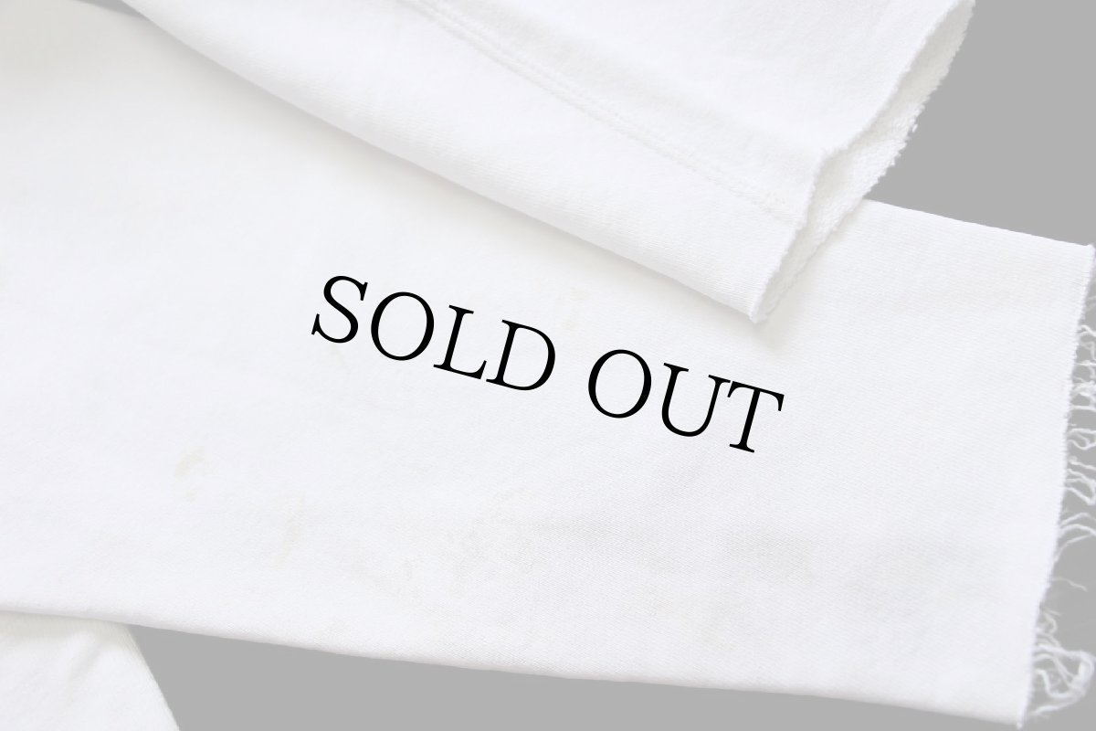 画像8: 90s USA製 ALPHA SIGMA ALPHA フラタニティ 四段中抜き ペンキ飛び カットオフ リバースウィーブ スウェット ボロ 白 XL (8)