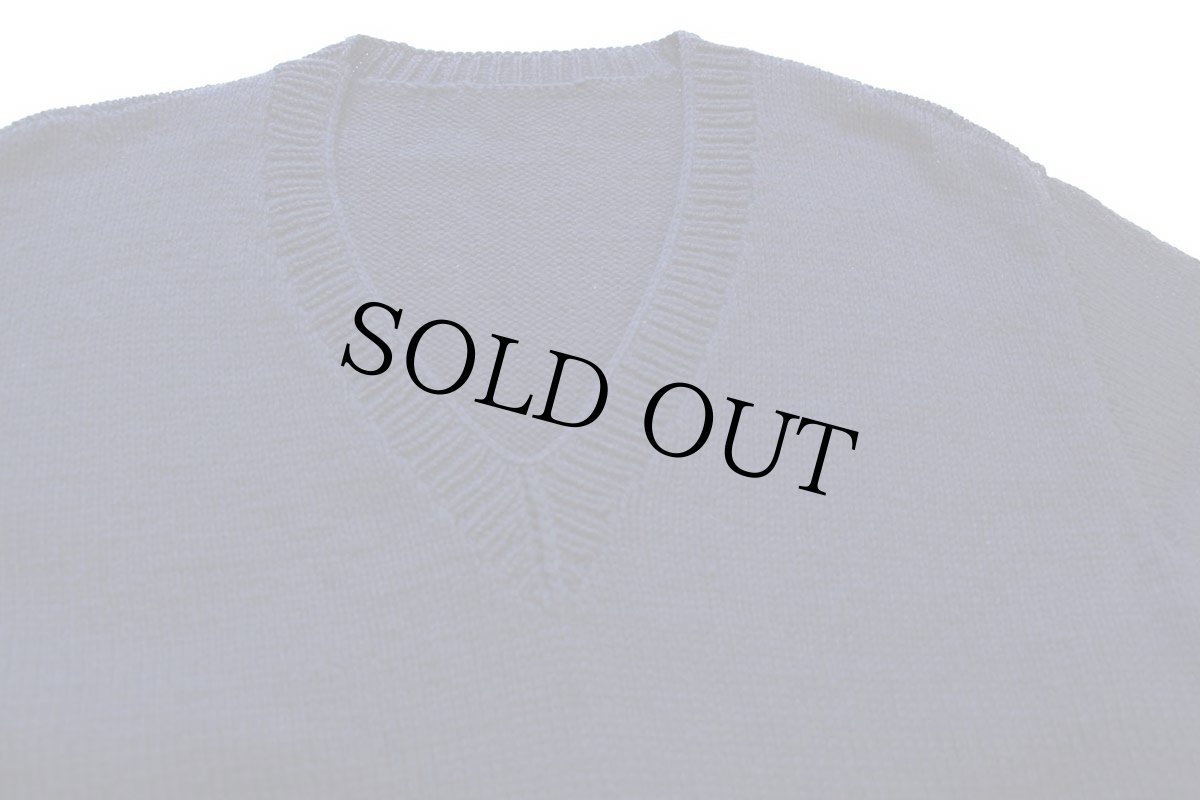 画像3: ビンテージ UNKNOWN 無地 Vネック ウールニット セーター 紺 (3)