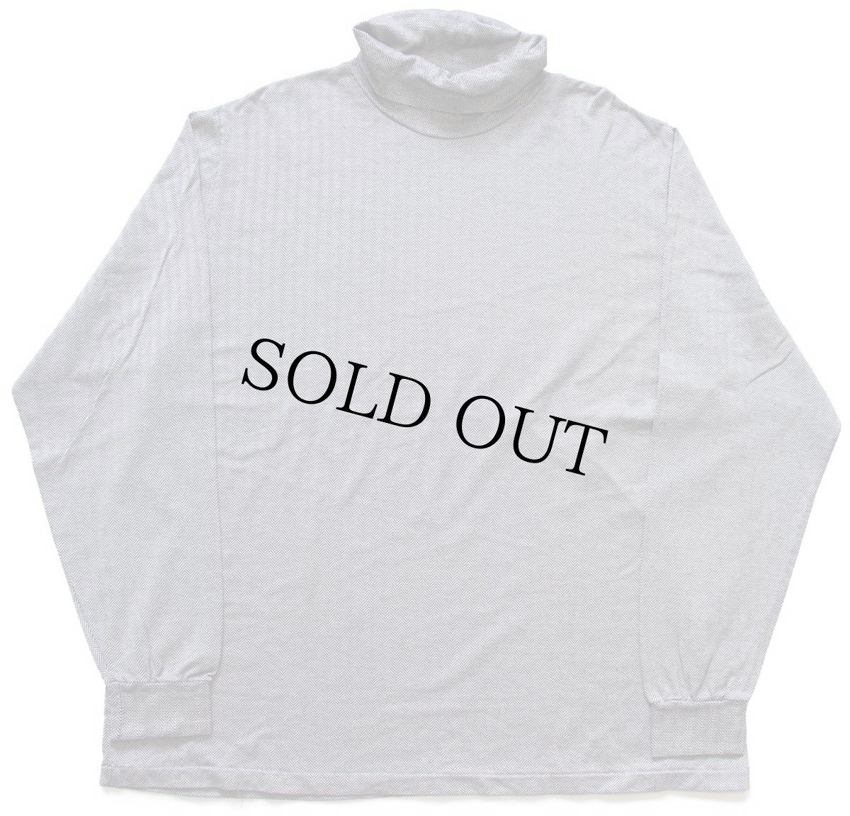 画像2: 90s USA製 LANDS'ENDランズエンド タートルネック ヘリンボーン コットン 長袖Tシャツ XL (2)