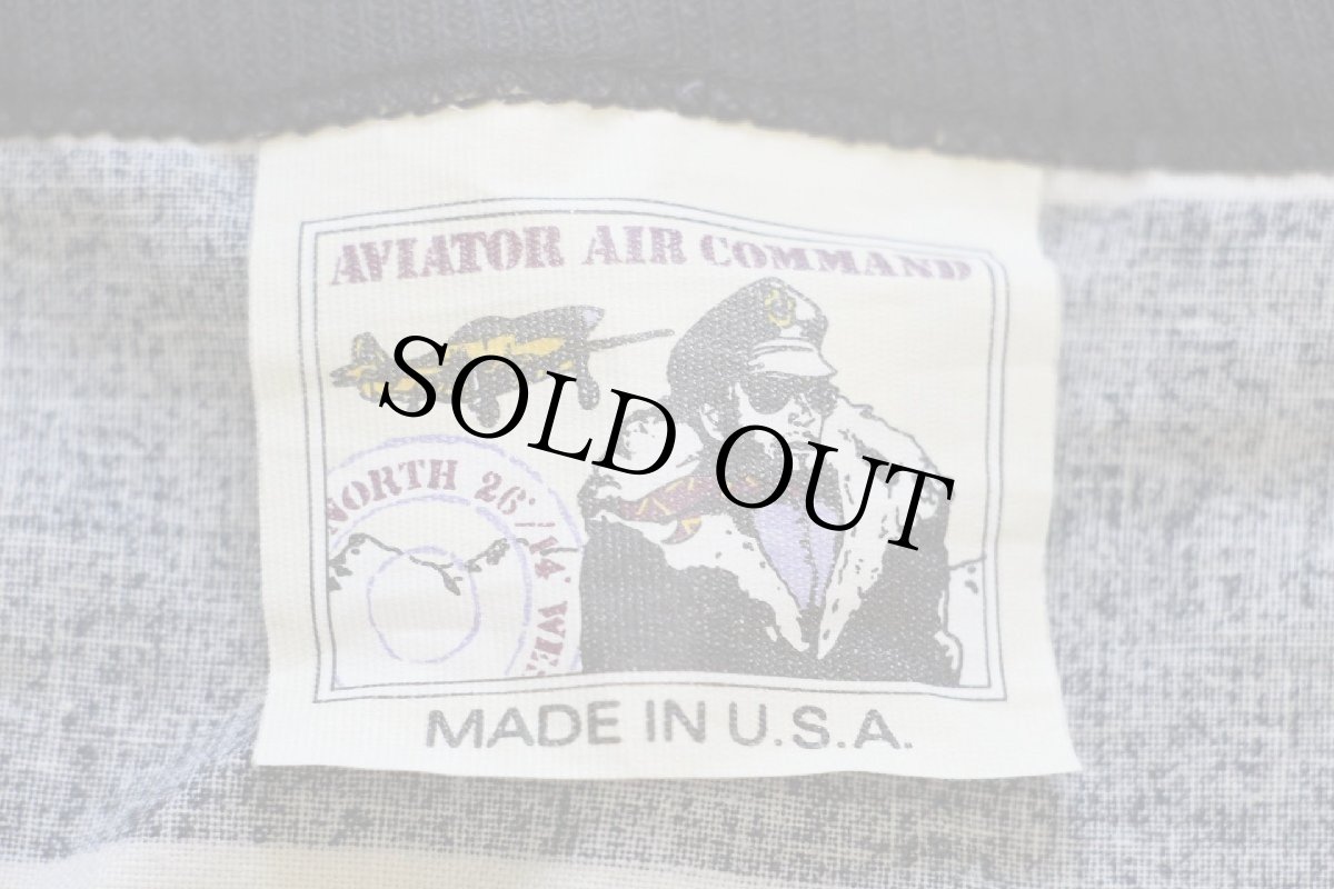 画像4: 90s USA製 AVIATOR AIR COMMAND 太ボーダー 切り替え ヘンリーネック コットン カットソー L (4)