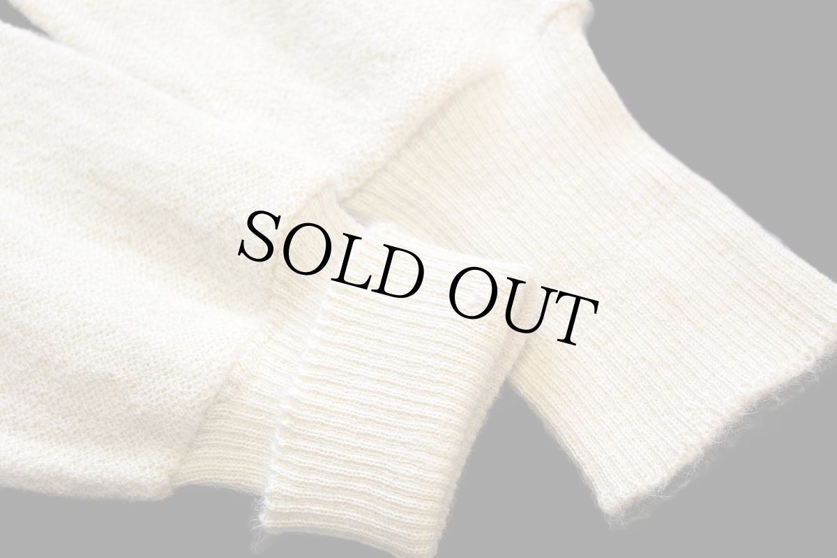 画像7: 70s Sears 無地 パール編み アルパカニット カーディガン アイボリー M (7)