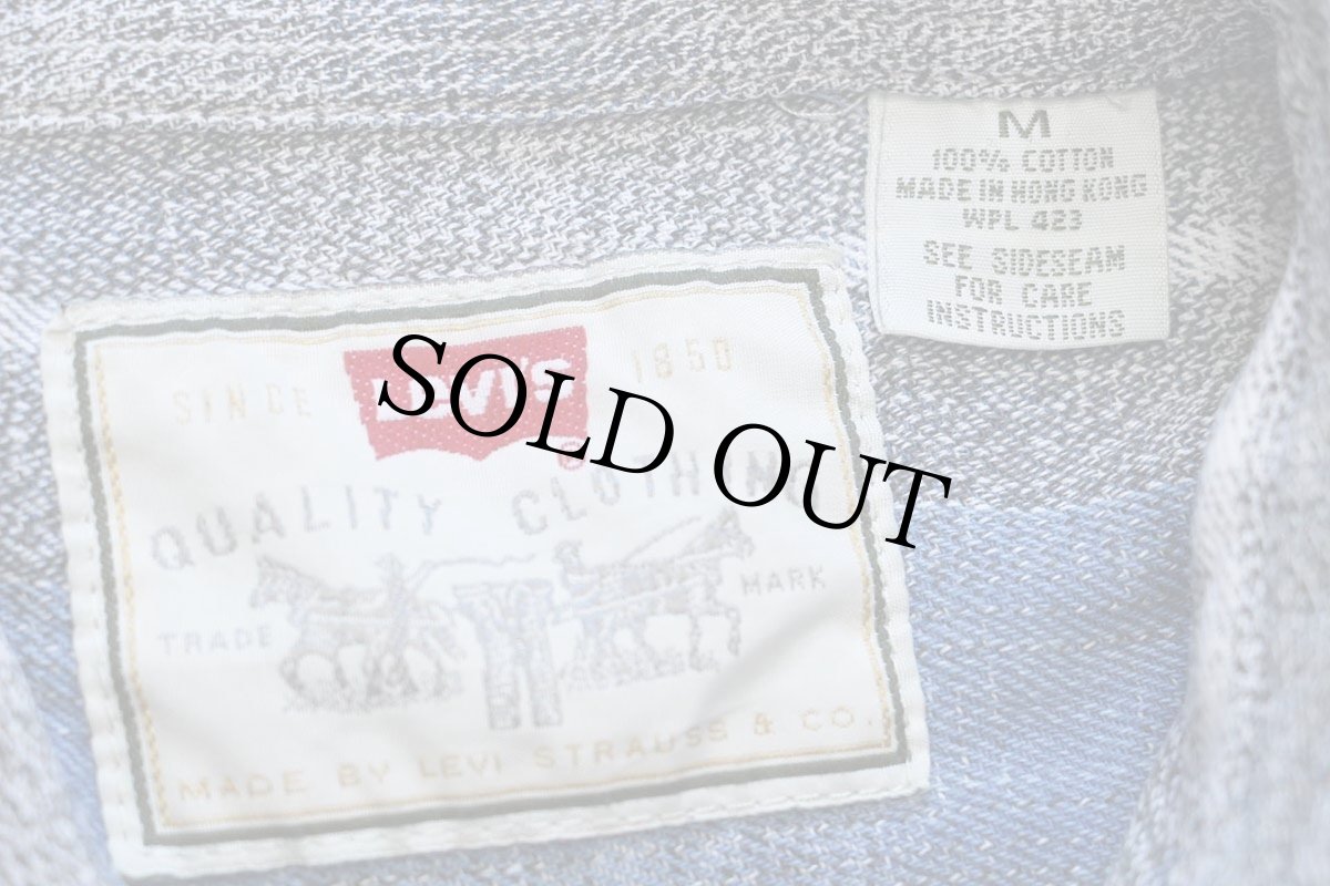 画像4: 90s Levi'sリーバイス オンブレチェック コットンシャツ ペンキ飛び M (4)