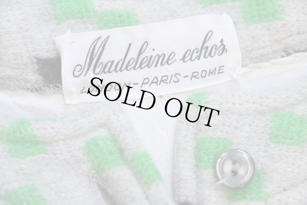 画像4: 60s Madeleine echos ノーカラー ウールニット ワンピース ライトグレー×アイボリー ミックス (4)