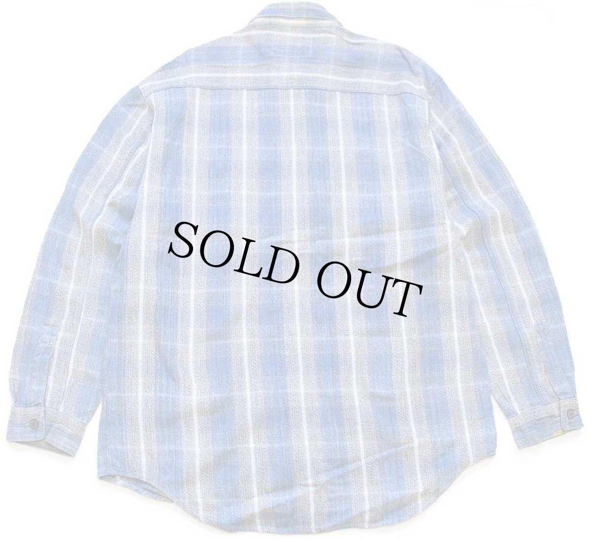 画像2: 90s Levi'sリーバイス オンブレチェック コットンシャツ ペンキ飛び M (2)