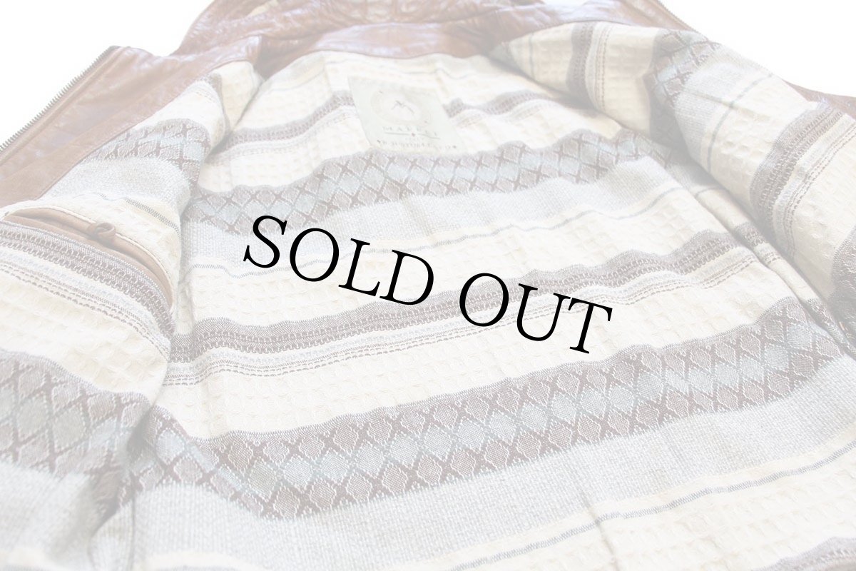 画像7: 90s イタリア製 MAFFEI 織り柄ライナー フード付き レザー ファイヤーマンジャケット 茶 54 (7)