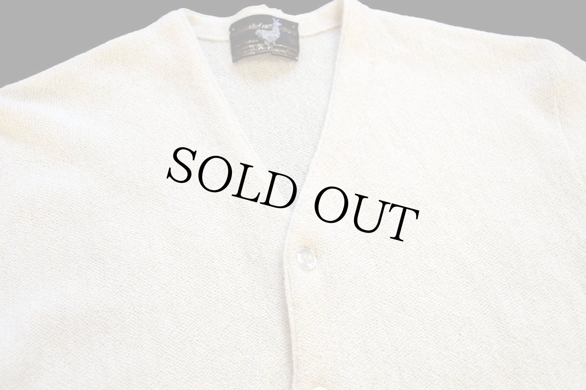 画像3: 70s Sears 無地 パール編み アルパカニット カーディガン アイボリー M (3)